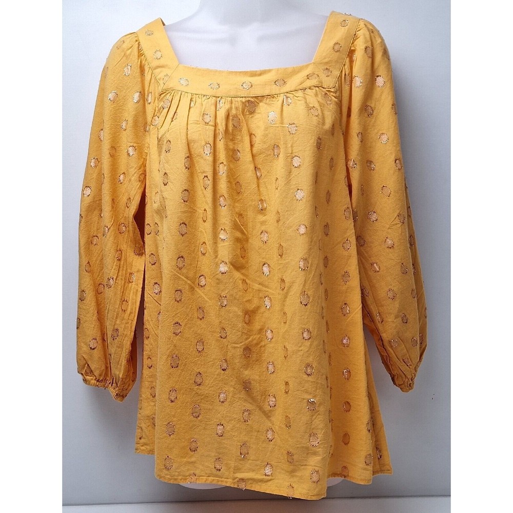 NWT! LC Lauren Conrad Peasant Boho Blouse Square Neck 3/4 Balloon Sleeve Small